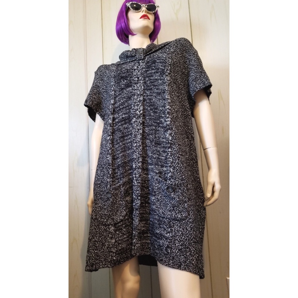 Ladies Style & Co Black & White Chunky Cable-knit Sweater Dress
